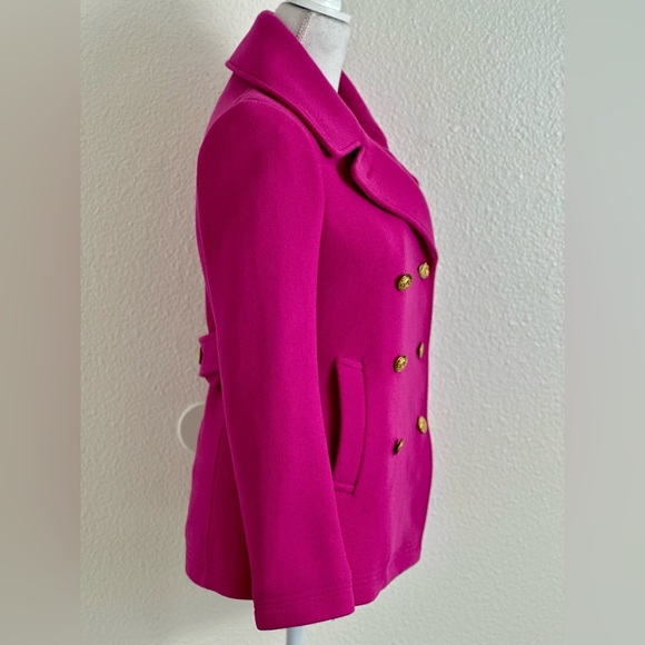 J. Crew Majesty Stadium Cloth Peacoat in Fuchsia Pink Wool Blend Size 2 - Picture 7 of 10